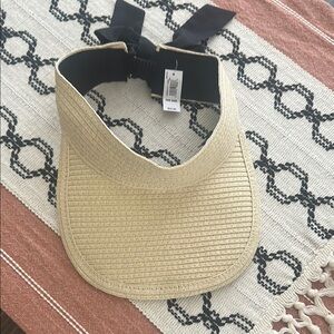 Stylish Tan Visor with Black Bow